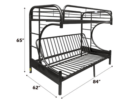 Eclipse - Twin Long Queen Futon Bunk Bed - Black