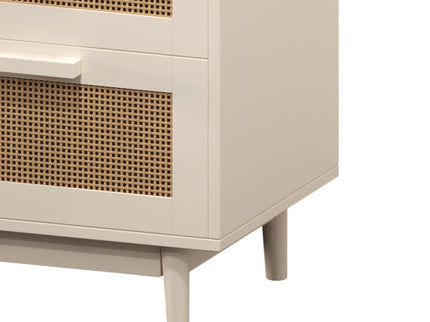 Nightstand With 2 Drawers, Storage Side Table For Bedroom - Antique Natural / Rattan