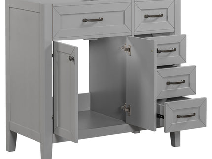 Modern Bathroom Vanity Base Only, 2 Doors And 3 Drawers
