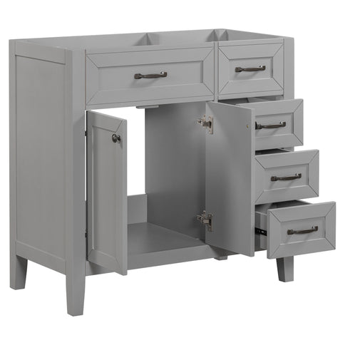 Modern Bathroom Vanity Base Only, 2 Doors And 3 Drawers
