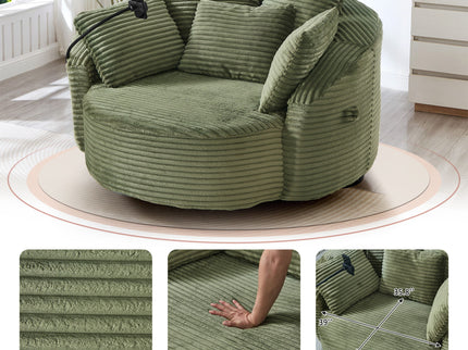 Swivel Accent Barrel Chair With Adjustable Phone Holder, 5 Pillows For Living Room