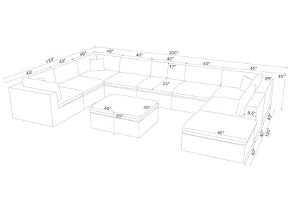 Custom Configuration Modular Sectional & Toss Pillows