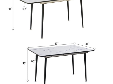 Modern Extendable Dining Table And Chair Set For 2 - 6 People