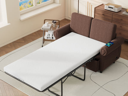Pull Out Sofa Bed Loveseat Sleeper With Twin Size Memory Mattress With Two USB Ports For Living Room Spaces