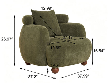 Clubchair, Bucket Chair, Decorative Sofa With Pillow, For Living Roon - Olive Green