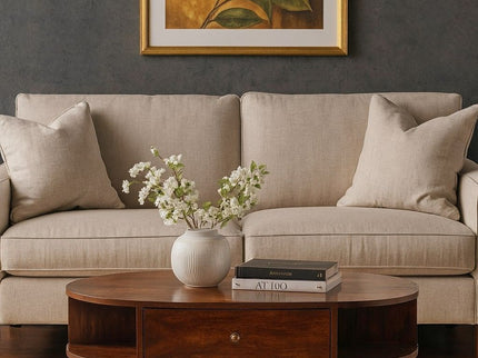 Oval Coffee Table With 1 Drawer - Chestnut