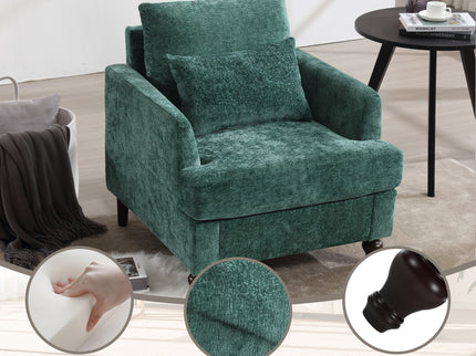 Modern Mid Century Wood Frame Armchair With Tufted Design