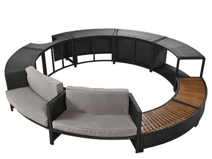 Spa Surround Spa Frame Patio Rattan Sofa Set With Storage Spaces, Mini Sofa And Comfortable Cushion For Patio, Backyard