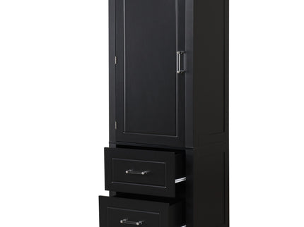 Tall Freestanding Bathroom Storage Cabinet With 2 Drawers And Adjustable Shelf