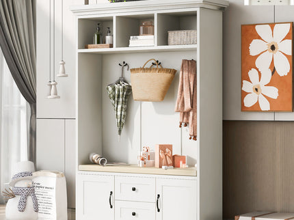 Hall Tree With 3 Hooks, Coat Hanger, Entryway Bench, Storage Bench, 3 In 1 Design