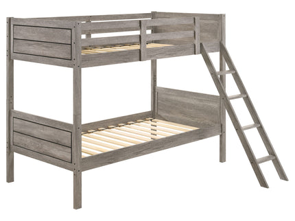 Brenton - Twin Over Twin Bunk Bed With Ladder - Taupe