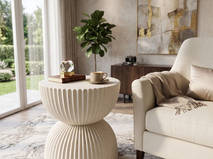 Side Table With Speckled Ribbed Texture