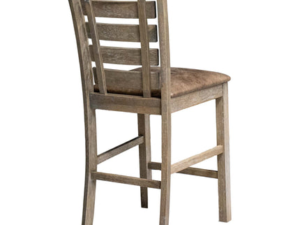 Dining Counter Height Chairs Modern Farmhouse Rustic Look Distressed Design Ladderback Solid Wood (Set of 2) - Grayish Brown