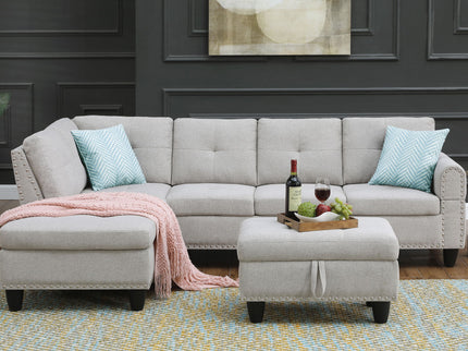 Alger - Left Hand Facing Sofa & Chaise With Ottoman