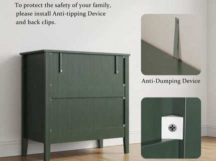 Fluted 3 Drawer Nightstand With Soft Close Slides