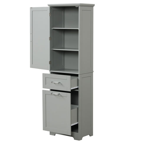 Tall Freestanding Bathroom Storage Cabinet With Adjustable Shelf And 2 Drawers