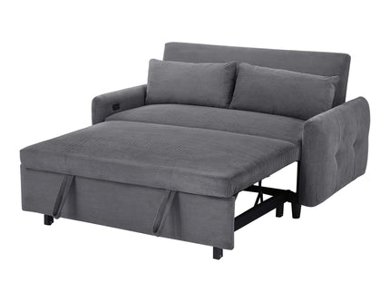 Pull-Out 2 Seat Modern Sleeper Sofa With 2 Throw Pillows And USB Ports