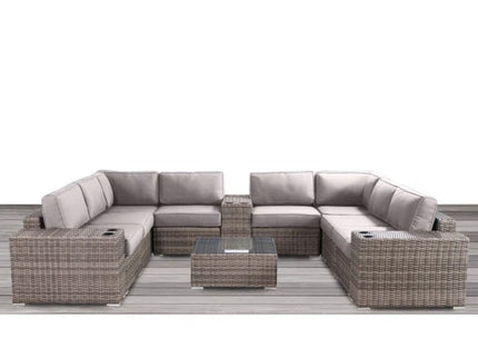 Modern Patio Rattan Sectional Set With Cushions