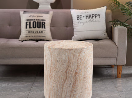 Tall Cylindrical Accent Coffee Table In - Beige / Yellow
