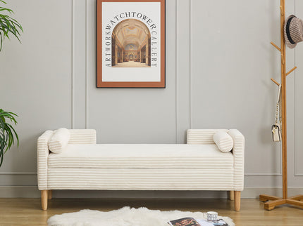 Upholstered Corduroy Flip Top Storage Bench For Living Room
