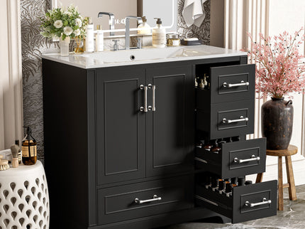 Traditional Bathroom Vanity With Soft Close Doors And Drawers