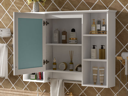 3 In 1 Modern Bathroom Mirror Cabinet With Adjustable Shelf, Soft Close Door, High Definition Mirror & Towel Bar