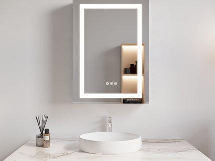 Bathroom Medicine Cabinet With LED Mirror, Anti-Fog, Waterproof, 3000K~6000K Single Door Lighted Bathroom Cabinet With Touch Swich