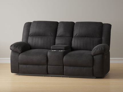 Reclining Console Loveseat - Black - Fabric