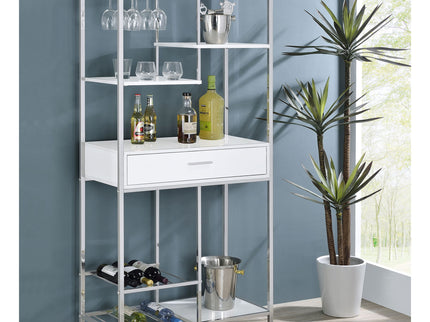 Draper - 5 Shelf LED Wine Cabinet With Pull Out Drawer - Gloss White