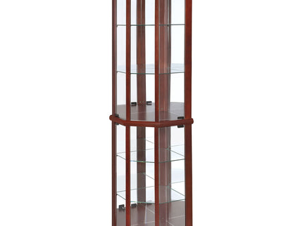 Jacob - 6 Shelf Curio Display Cabinet - Red / Brown