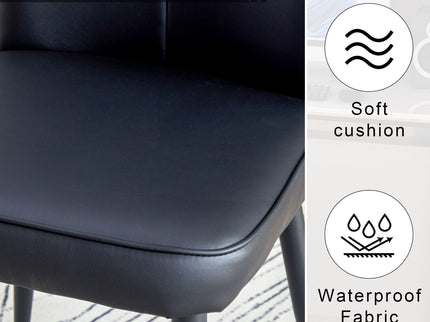 Modern Chair Set 4 Pieces With Vertical Backrest Design For Kitchen And Living Rooms - Black