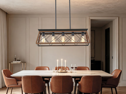 Chandelier Pendant Light For Dining Room Kitchen, 5 Light Fixture With Adjustable Height