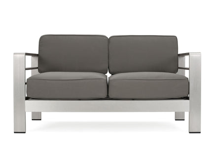 Outdoor Aluminum Loveseat With Cushion - Gray
