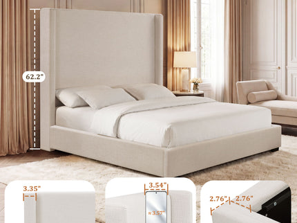 Hampton - Upholstered Platform Bed With Tall Headboard