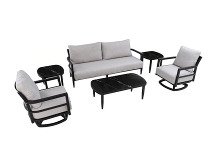 6 Piece Outdoor Conversation Set With Swivel Chairs - Ember Black