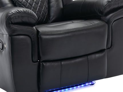 Home Theater Seating Manual Recliner Chair, Led Light Strip For Living Room - Black