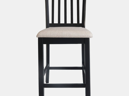 Transitional Rubberwood Dining Room Chairs (Set of 2) With Slatted Back - Black