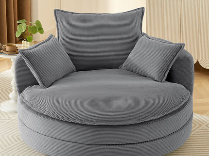 360° Swivel Accent Barrel Chair With Dual Layer Cushion And 3 Removable Pillows