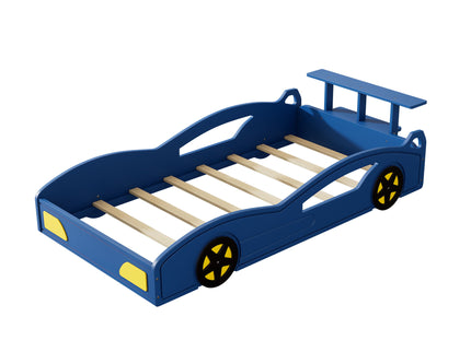 Wooden Race Car Bed, Car Shaped Platform Twin Bed With Wheels For Teens