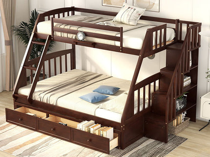 Bunk Bed With Drawers, Ladder And Storage Staircase