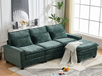 Modern Comfy L Shaped Sectional Sofa With Movable Ottoman