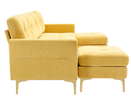 Modern L - Shape Convertible Sectional Sofa With Movable Ottoman