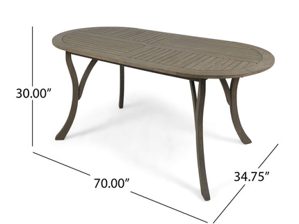 Outdoor Table With Smooth Lines, Slat Top