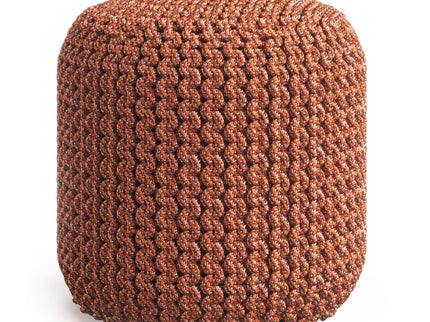 Wynne - Round Knitted Outdoor / Indoor Pouf - Orange