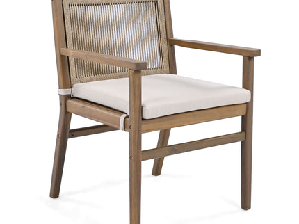 Outdoor Acacia Wood Patio Dining Armchair (Set of 2)