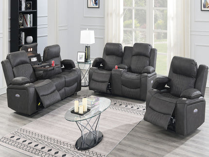 Power Motion Living Room Set With USB Port, Adjustable Headrest, Cup Holder