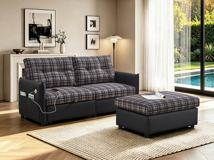 Sleeper Sofa, Expandable Sectional With Ottoman For Living Room