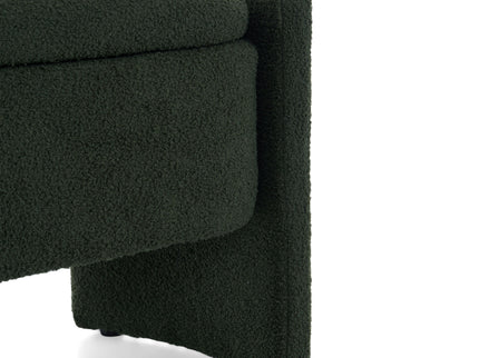 Elegant Long Shaped Storage Ottoman Bench, Boucle Material, Simple And Grand Design - Dark Green