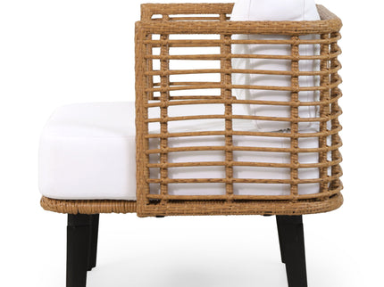 Outdoor Wicker Club Chair With Water Resistant Cushion - Brown