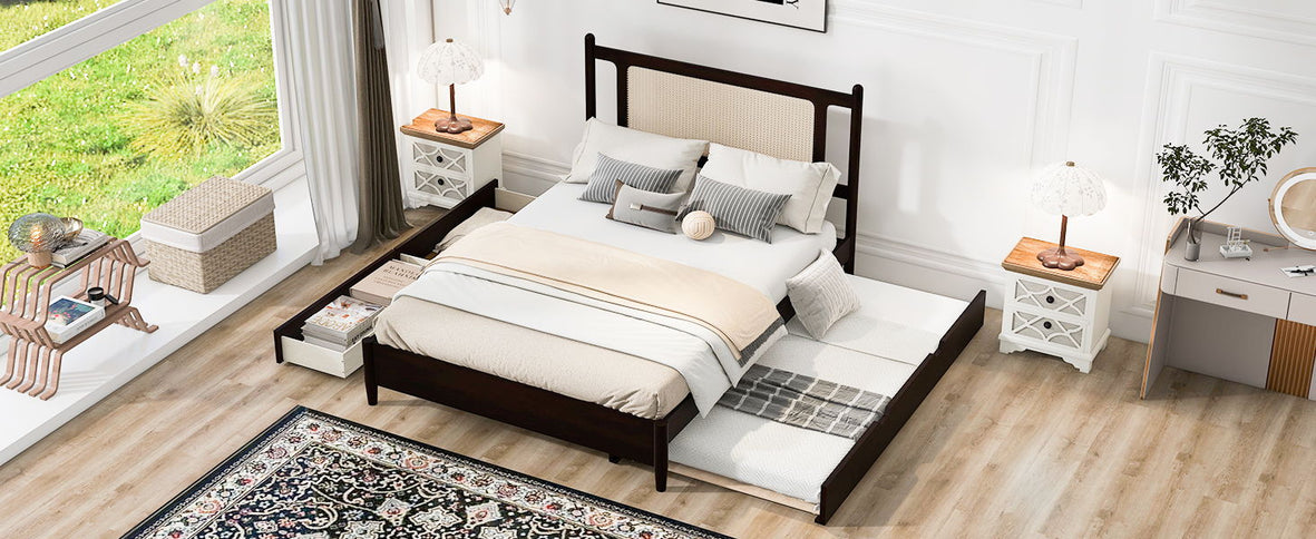 Platform Bed With 2 Big Drawers & Trundle